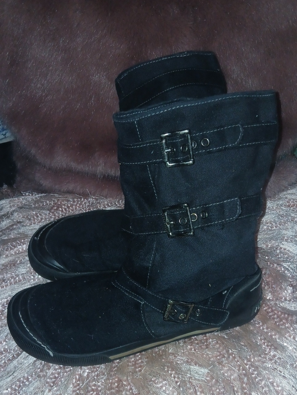 Rocket Dog Black Buckle Mid-Calf Boots